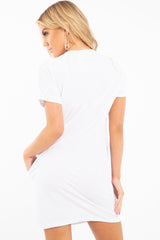 White Oversized Orange Fruit Face T-Shirt Dress - Alycia