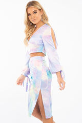 Pastel Multi Tie Dye Crop Top and Skirt Co-ord - Theola