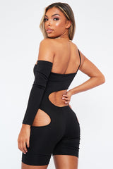 Black Cut Out One Sleeve Playsuit - River
