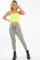Lime Ribbed Frill Edge Crop Top - Zura