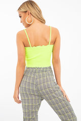 Lime Ribbed Frill Edge Crop Top - Zura