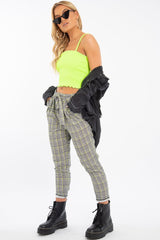Lime Ribbed Frill Edge Crop Top - Zura