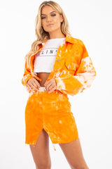 Orange Tie Dye Denim Jacket Skirt Co-ord - Aadya