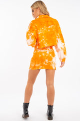 Orange Tie Dye Denim Jacket Skirt Co-ord - Aadya