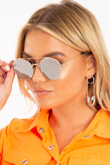 Grey Tinted Round Aviator Sunglasses - Fotini