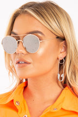 Grey Tinted Round Aviator Sunglasses - Fotini