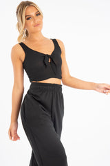 Black Tie Detail Extreme Cropped Top - Trista