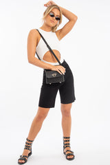 Cream Cut Out Racer Neck Sleeveless Bodysuit - Kourtney