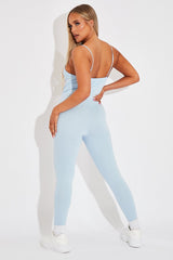 Blue Jersey Scoop Neck Jumpsuit - Kadia
