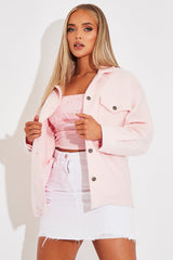 Pink Pocket Oversized Brushed Shacket - Caley