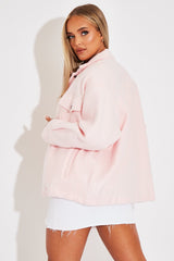 Pink Pocket Oversized Brushed Shacket - Caley