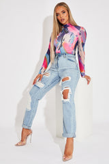 Blue Extremely Ripped Denim Boyfriend Jeans - Ellynor