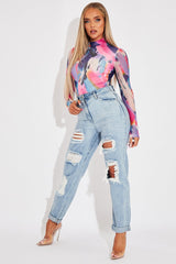 Blue Extremely Ripped Denim Boyfriend Jeans - Ellynor