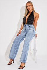 Blue Mid Wash Wide Leg Jeans - Gemma