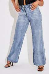 Blue Mid Wash Wide Leg Jeans - Gemma