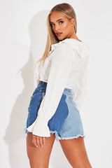 White Ruffle Tie Fastening Top - Brionna