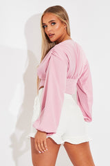 Pink Plunge Button Front Top - Zamina