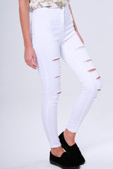 White Multi Ripped Skinny Jeans -Brianne