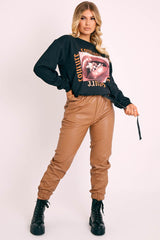 Camel Cargo Pouch Belted PU Joggers - Mishka