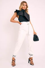 Black Scuba Frill Overlay Bodysuit - Novella