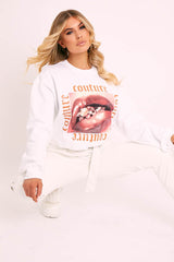 White Couture Graphic Sweatshirt - Verity