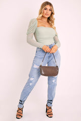 Light Wash Rip High Rise Boyfriend Jeans - Lashae