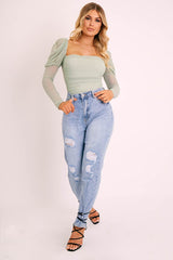 Light Wash Rip High Rise Boyfriend Jeans - Lashae