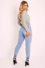 Light Wash Rip High Rise Boyfriend Jeans - Lashae