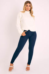 Navy Skinny Stretch Denim Jeans - Maeva