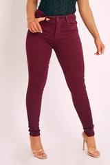 Wine Skinny Stretch Denim Jeans - Maeva
