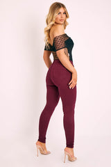 Wine Skinny Stretch Denim Jeans - Maeva