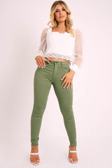 White Lace Trim Puff Sleeve Crop Top - Bethan