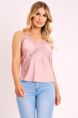 Pink Lace Trim Cami Top - Analissa