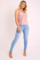 Mid Blue Washed Skinny High Waist Denim Jeans - Jailey