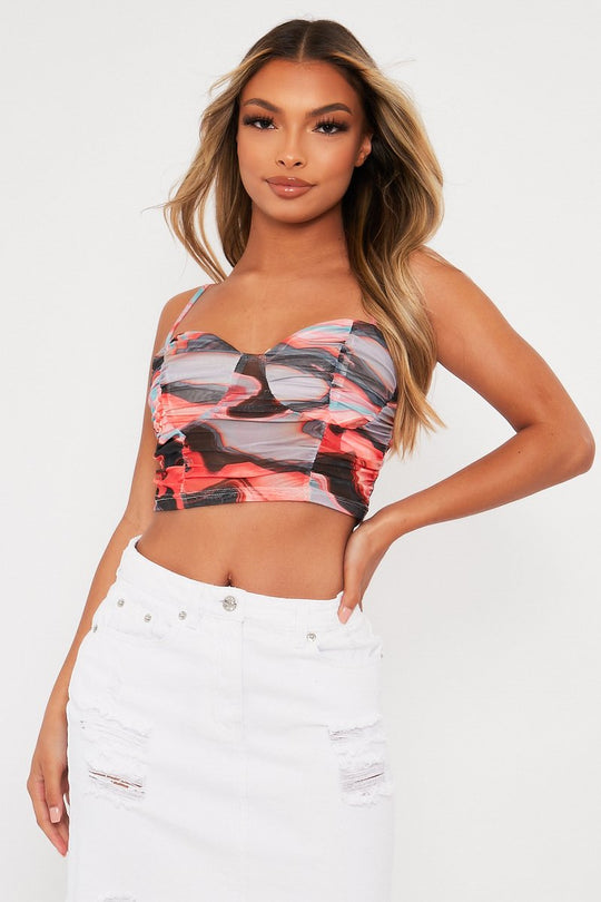 Multi Abstract Mesh Crop Top - Loree