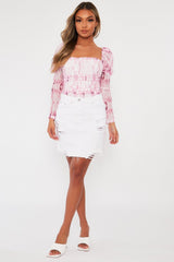 Pink Marble Puff Sleeve Bodysuit - Deana