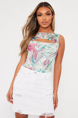 Mint Pastel Marble Cut Out Bodysuit - Darcy