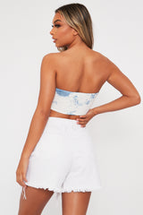 Blue Bardot Tie Dye Crop Top - Vashti
