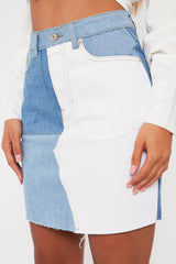 Blue Patch Detail Denim Skirt - Kiari