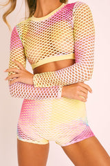Pastel Mesh Crop Jumper Shorts Co-Ord - Stassie