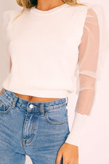 White Organza Sleeve Jumper - Dannie