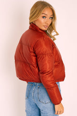 Rust Zip Front Puffer Coat - Vicki