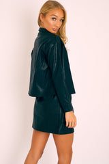 Black Faux Leather Button Up Shirt - Bellarae