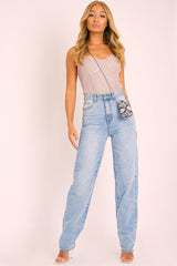 Nude Glitter Cup Detail Bodysuit - Emmary