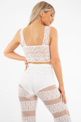 White Scallop Lace Strap Front Plunge Bralet - Jocilyn