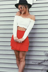 Red Frill Mini Skirt - Pippa