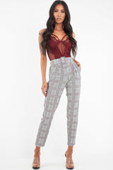 Wine Fishnet Floral Lace Strappy Mesh Bodysuit - Hallee