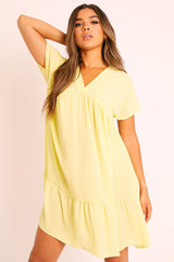 Yellow Plunge Smock Dress - Cambriella