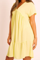 Yellow Plunge Smock Dress - Cambriella