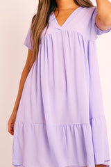 Lilac Plunge Smock Dress - Cambriella